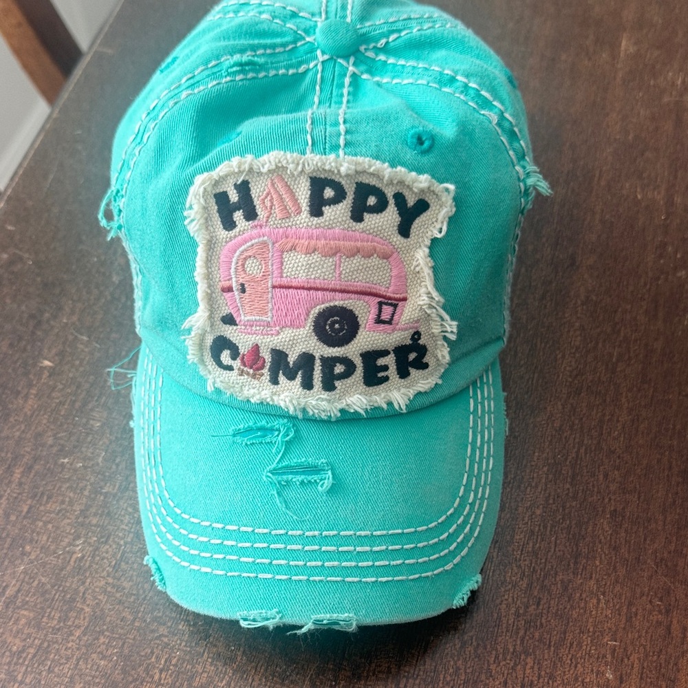 Teal and Pink Kids women’s Happy Camper Cap